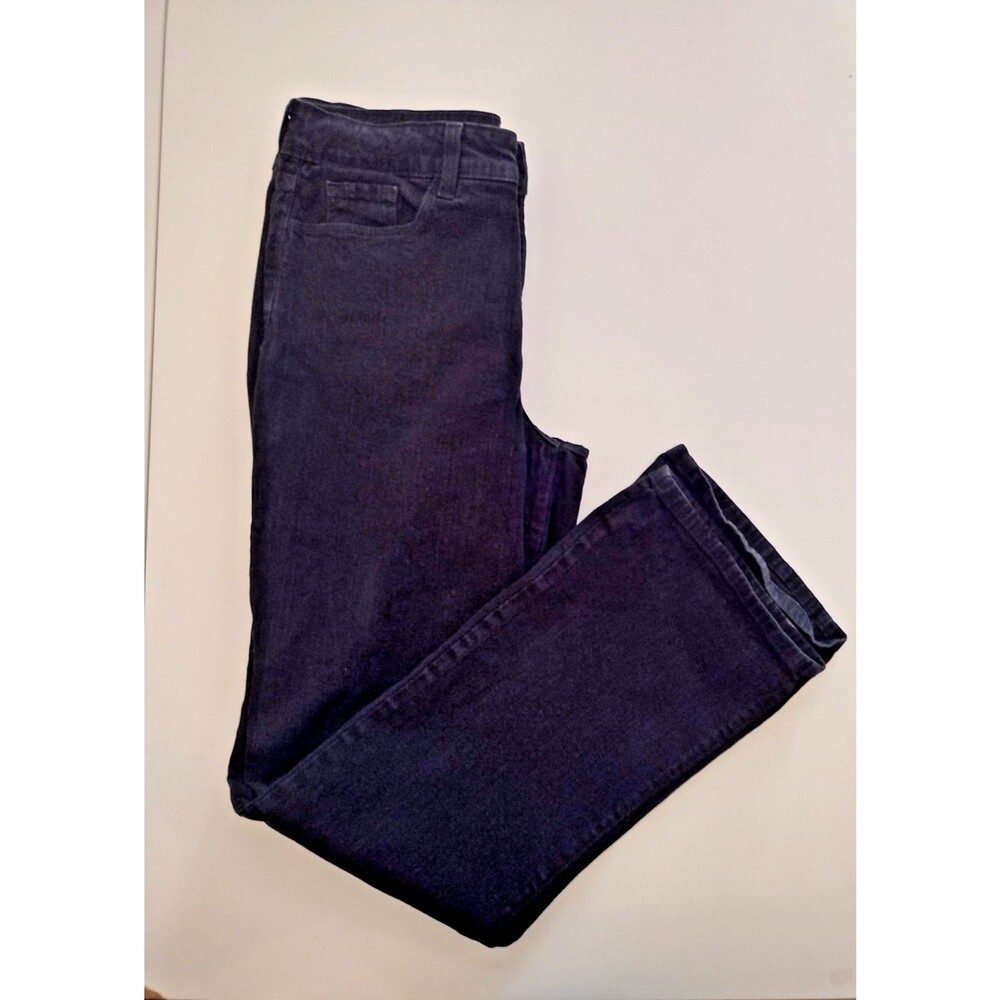 NYDJ Jeans Womens 10 Black Denim Straight Leg Stretch Bling Pockets - Picture 2 of 8